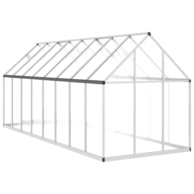 Gewächshaus mit Fundamentrahmen Aluminium 445x169x195 cm Treibhaus mit Polycarbonat Platten wetterfest mit Lüftungsfenster und Tür für Garten Gemüse Pflanzen Schutz Outdoor – Bild 4