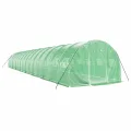 Gewächshaus mit Stahlrahmen und PE-Abdeckung Grün 16x3x2 m 48 m², mit aufrollbaren Netzfenstern und Reißverschlusstür für Garten, Outdoor Pflanzen Schutz und Gemüse Anzucht - Thumbnail 2