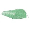 Gewächshaus mit Stahlrahmen und PE-Abdeckung Grün 16x3x2 m 48 m², mit aufrollbaren Netzfenstern und Reißverschlusstür für Garten, Outdoor Pflanzen Schutz und Gemüse Anzucht - Thumbnail 5