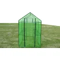 Gewächshaus Stahl XL mit pulverbeschichtetem Stahlrahmen, grüner reißfester PVC-Folie, Größe 120 x 240 x 190 cm, 2 Regale, wetterfestes Pflanzenhaus für Tomaten, Gemüseanbau, Balkon - Thumbnail 8