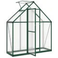 Gewächshaus mit Fundamentrahmen aus Aluminium 169x58x195 cm grün, UV-beständiges Pflanzenhaus mit Polycarbonat Platten, Wetterfestes Treibhaus für Garten, Balkon, Terrasse - Thumbnail 5