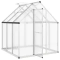 Gewächshaus mit Fundamentrahmen aus Aluminium, 169x169x195 cm, wetterfestes Treibhaus mit UV-beständigen Polycarbonatplatten, Pflanzenschutz für Garten, Balkon, Terrasse, Gemüseanbau - Thumbnail 5