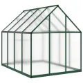 Gewächshaus mit Fundamentrahmen Aluminium grün 224x169x195 cm wetterfestes Treibhaus für Garten Balkon Terrasse, UV-beständiges Polycarbonat Pflanzenhaus mit Lüftung und regensicherem - Thumbnail 4