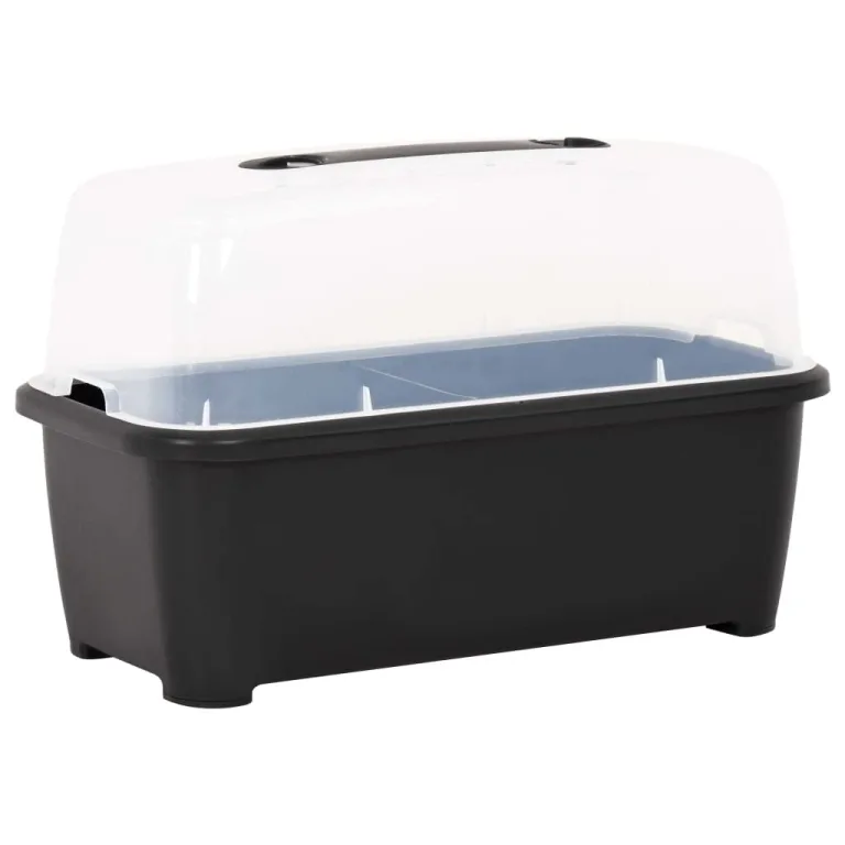 PP Hochbeet 52 Liter, 77x38,7x82 cm, Frühbeet aus Polypropylen mit transparentem Deckel und Griff, UV- und frostbeständig, ideal für Blumen und Pflanzen auf Balkon und Terrasse – Bild 4
