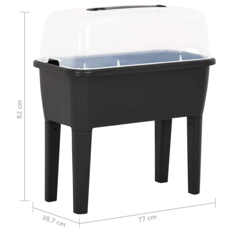 PP Hochbeet 52 Liter, 77x38,7x82 cm, Frühbeet aus Polypropylen mit transparentem Deckel und Griff, UV- und frostbeständig, ideal für Blumen und Pflanzen auf Balkon und Terrasse – Bild 9