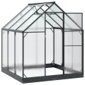 Garten Gewächshaus Anthrazit mit Tür aus Aluminium und verzinktem Stahl 183,5 x 183,5 x 207 cm wetterbeständig stabil begehbar für Tomatenhaus und Gemüseanbau im Freiland auf Balkon oder - Thumbnail 2