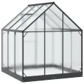 Garten Gewächshaus Anthrazit mit Tür aus Aluminium und verzinktem Stahl 183,5 x 183,5 x 207 cm wetterbeständig stabil begehbar für Tomatenhaus und Gemüseanbau im Freiland auf Balkon oder - Thumbnail 5