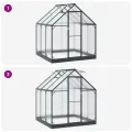 Garten Gewächshaus Anthrazit mit Tür aus Aluminium und verzinktem Stahl 183,5 x 183,5 x 207 cm wetterbeständig stabil begehbar für Tomatenhaus und Gemüseanbau im Freiland auf Balkon oder - Thumbnail 7