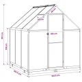 Garten Gewächshaus Anthrazit mit Tür aus Aluminium und verzinktem Stahl 183,5 x 183,5 x 207 cm wetterbeständig stabil begehbar für Tomatenhaus und Gemüseanbau im Freiland auf Balkon oder - Thumbnail 8