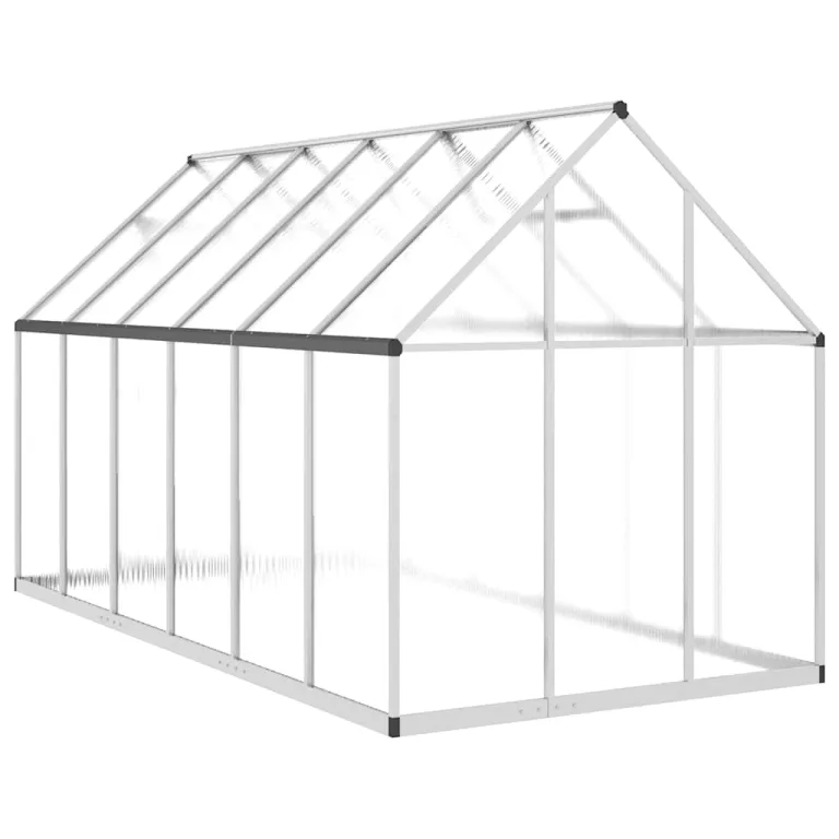 Gewächshaus mit Fundamentrahmen Aluminium Silber 334x169x195cm begehbar mit UV-beständigen Polycarbonatplatten für Pflanzenhaus, Tomatenhaus, Pflanzenschutz, Gemüseanbau, Balkon – Bild 4