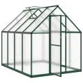 Gewächshaus mit Fundamentrahmen aus Aluminium 224x169x195 cm grün, UV-beständige Polycarbonatplatten, begehbar und windstabil für Garten, Balkon, Terrasse, Gemüseanbau, Pflanzenschutz - Thumbnail 5