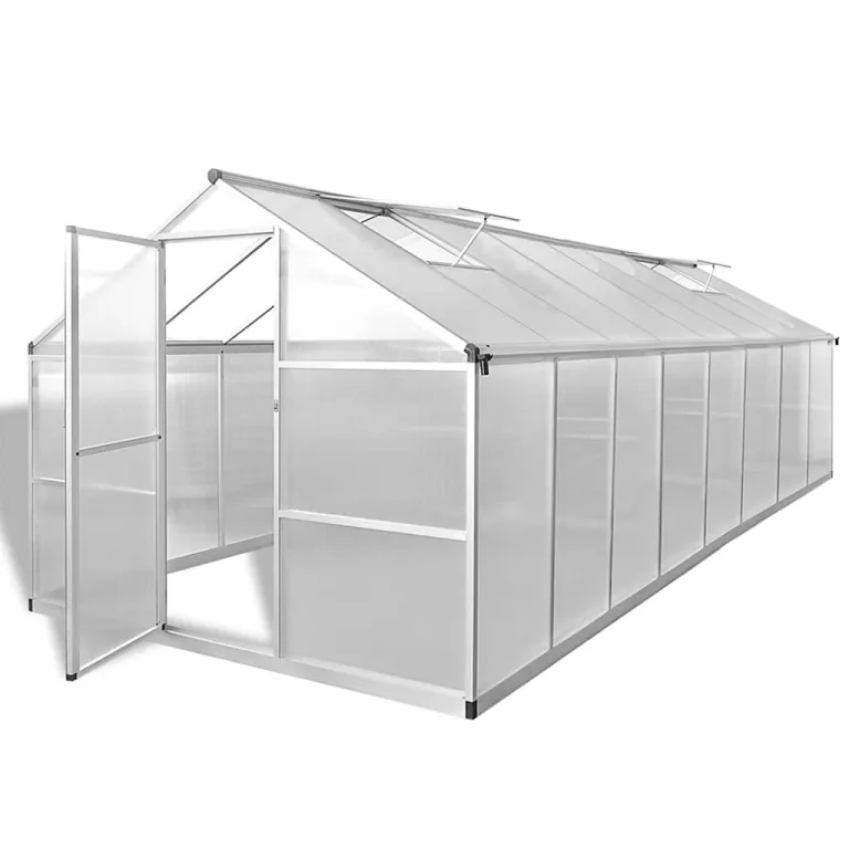 Gewächshaus Aluminium 481x250x195 cm, 12 m² Grundfläche, UV-beständig Thermisch isoliert, doppelwandige Polycarbonat-Platten, stabiles Aluminium-Gewächshaus mit Dachfenster – Bild 2