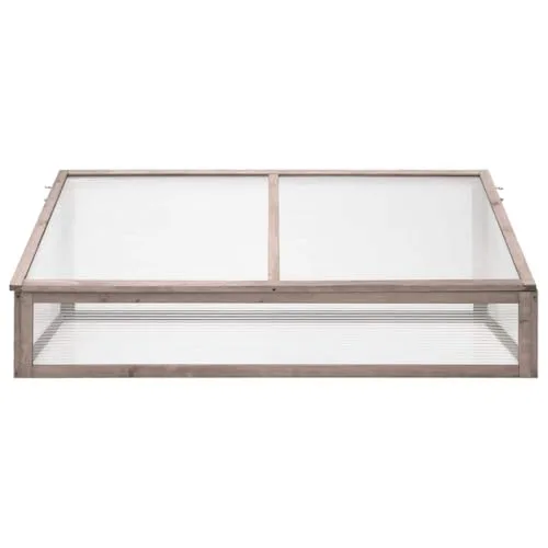 Gewächshaus Tannenholz 110x56x39 cm Grau, Frühling Pflanzenschutz, Holzgewächshaus klein mit Klappdeckel für Pflanzen, Kräuter, Gemüse und Blumen – Bild 8