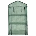 3-stufiges Mini-Gewächshaus 69x49x125 cm mit Stahlrohrrahmen, Polyethylen-Außenhülle und Rolltür mit Reißverschluss für einfachen Zugang und Belüftung, ideal für Topfpflanzen - Thumbnail 4