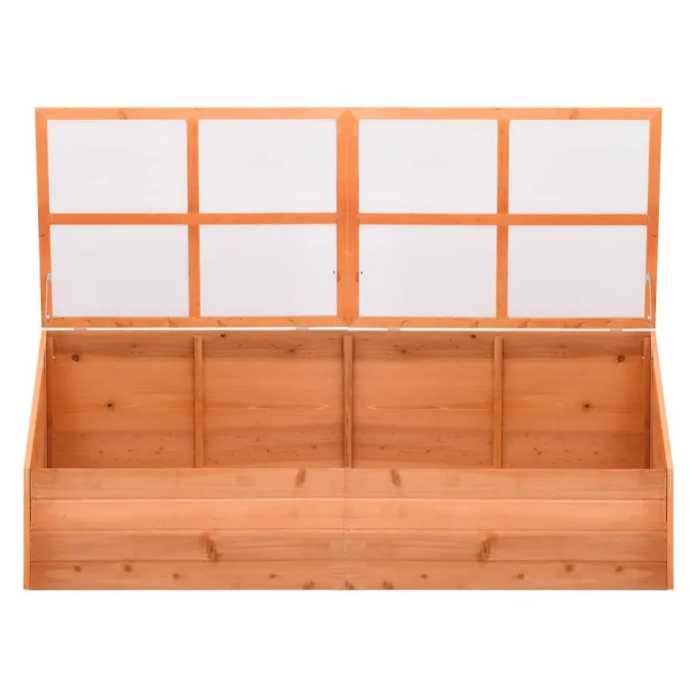 Frühbeet Holz 180x57x62 cm gewächshaus treibhaus pflanzhaus für anzucht, frostschutz und überwinterung auf garten balkon terrasse beet mit lüftung und fenster – Bild 2