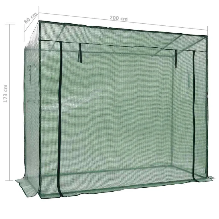 Begehbares Gewächshaus 200 x 80 x 173 cm, Treibhaus mit pulverbeschichtetem Rahmen, UV-geschützter Folie, Rolltür, Fenster, Lüftung, für Tomatenhaus, Frühbeet, Garten und Balkon – Bild 7