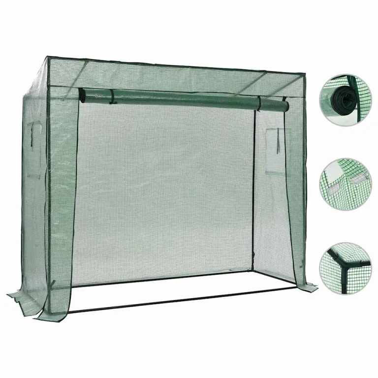 Begehbares Gewächshaus 200 x 80 x 173 cm, Treibhaus mit pulverbeschichtetem Rahmen, UV-geschützter Folie, Rolltür, Fenster, Lüftung, für Tomatenhaus, Frühbeet, Garten und Balkon – Bild 1