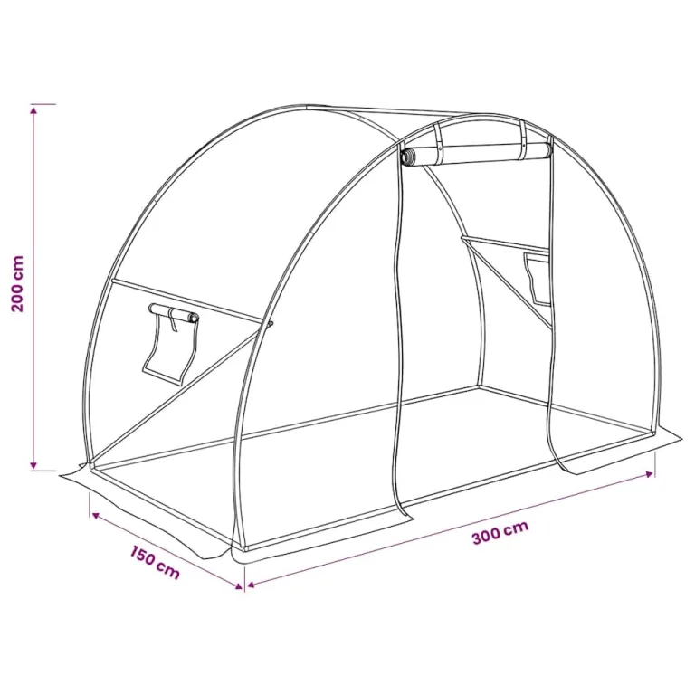 Gewächshaus Treibhaus Folientunnel Tomatenhaus Pflanzhaus aus 170 g/m² PE Netzgewebe, 300 x 150 x 200 cm, mit 2 Fenstern und Tür, Frühbeet für Anzucht, Frostschutz im Garten – Bild 9