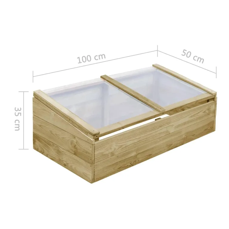 Imprägniertes Kiefernholz Gewächshaus Treibhaus mit Dach 100 x 50 x 25/35 cm, Folientunnel Pflanzhaus für Tomatenhaus, Frühbeet Anzucht, Wetter Schutz für Garten – Bild 5
