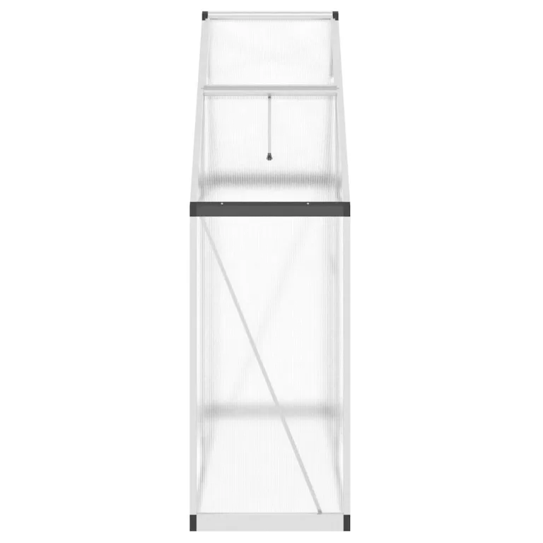 Gewächshaus 169 x 58 x 195 cm – lüftbares Alu-Gewächshaus mit eingebauter Regenrinne und 6 cm Fundamentprofil, silbern/transparent, für Pflanzenschutz im Garten – Bild 4
