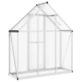 Gewächshaus 169 x 58 x 195 cm – lüftbares Alu-Gewächshaus mit eingebauter Regenrinne und 6 cm Fundamentprofil, silbern/transparent, für Pflanzenschutz im Garten - Thumbnail 5