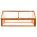 Frühbeet Gewächshaus 114 x 80 x 50 cm, Kaltwetter-Schutz mit 2 öffnenden Dächern, Braun gefärbtes Tannenholz, Ideal für Balkon & Terrasse - Thumbnail 3