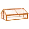 Frühbeet Gewächshaus 114 x 80 x 50 cm, Kaltwetter-Schutz mit 2 öffnenden Dächern, Braun gefärbtes Tannenholz, Ideal für Balkon & Terrasse - Thumbnail 8