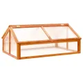 Frühbeet Gewächshaus 114 x 80 x 50 cm, Kaltwetter-Schutz mit 2 öffnenden Dächern, Braun gefärbtes Tannenholz, Ideal für Balkon & Terrasse - Thumbnail 1