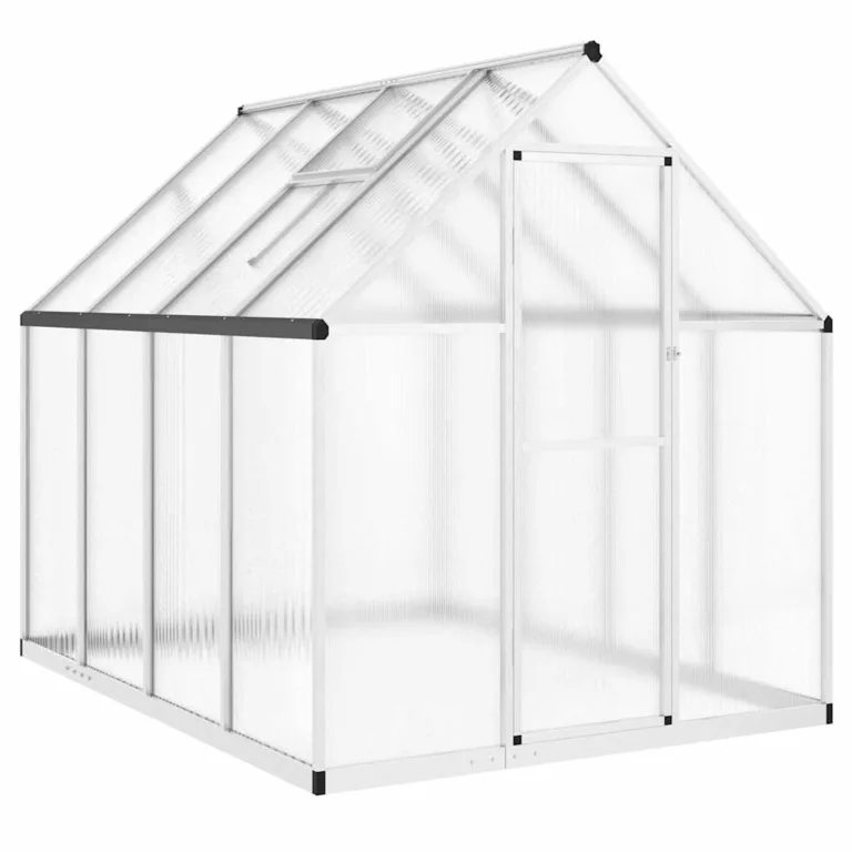 Gewächshaus 224 x 169 x 195 cm – stabiles Alu-Gewächshaus mit 6 cm Fundamentrahmen und einstellbarem Lüftungsfenster, anthrazit/transparent, für privaten Gartenbau – Bild 10