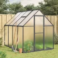Gewächshaus 224 x 169 x 195 cm – stabiles Alu-Gewächshaus mit 6 cm Fundamentrahmen und einstellbarem Lüftungsfenster, anthrazit/transparent, für privaten Gartenbau - Thumbnail 3