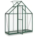 Gewächshaus mit Fundamentrahmen Grün, Aluminium und Polycarbonat, 169 x 58 x 202 cm, 0,98 m2, UV-beständig, für Tomatenhaus, Anzucht, Frostschutz, Lüftung, Garten, Balkon und Terrasse - Thumbnail 5
