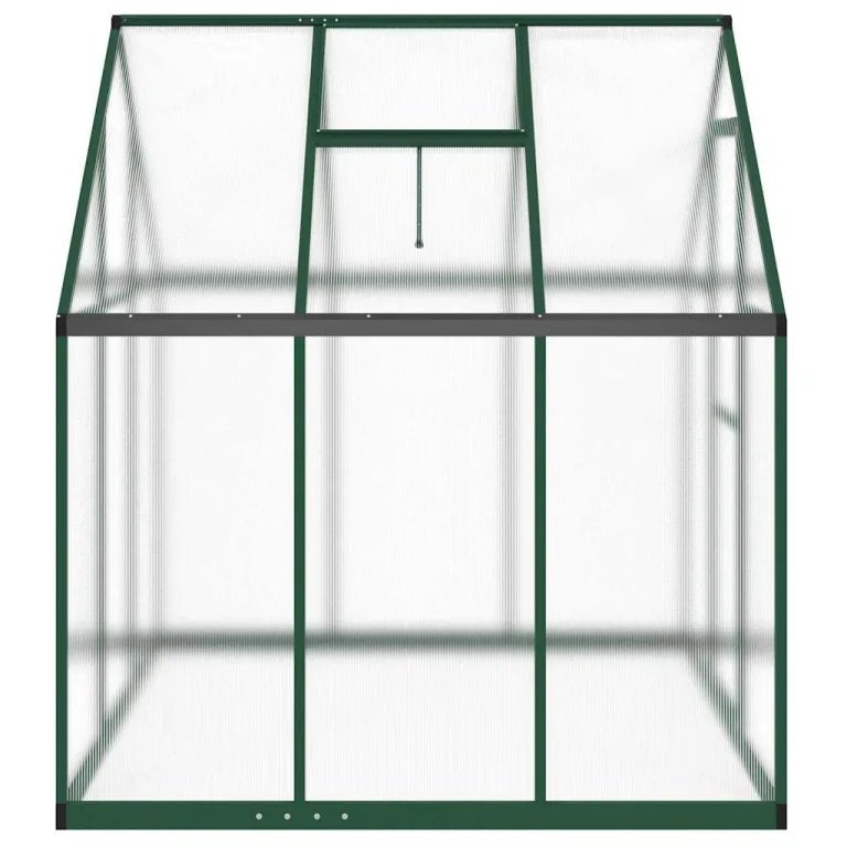 Gewächshaus mit Fundamentrahmen Grün 169x169x195 cm Aluminium Polycarbonat 4 mm UV beständig, Treibhaus für Tomatenhaus Frühbeet Anzucht Überwinterung Frostschutz Garten Balkon Terrasse – Bild 3