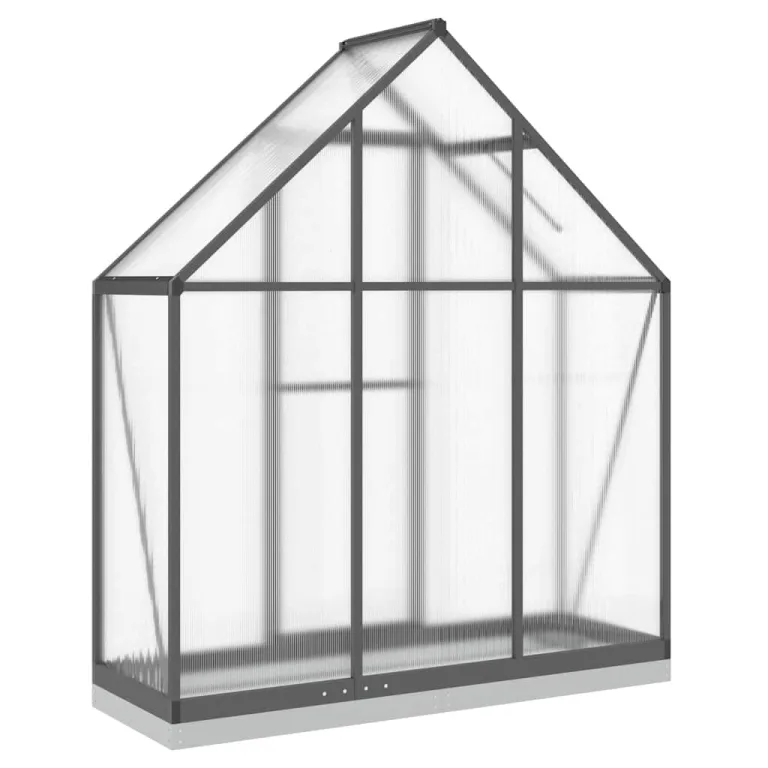 Gewächshaus mit Fundamentrahmen Anthrazit aus Aluminium und Polycarbonat, 169 x 58 x 202 cm, 0,98 m², 4 mm Platten, UV-beständig, Lüftungsfenster, Regenrinnen, Treibhaus für Garten – Bild 4