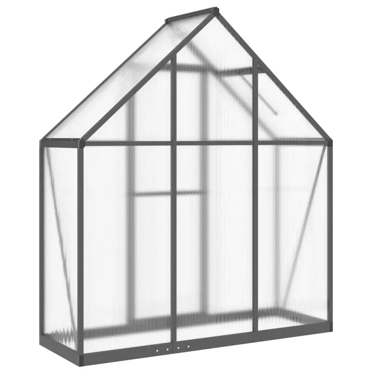 Gewächshaus mit Fundamentrahmen Anthrazit Aluminium Polycarbonat 169 x 58 x 195 cm, Treibhaus mit Lüftungsfenster und Flügeltür, für Anzucht und Überwinterung – Bild 4