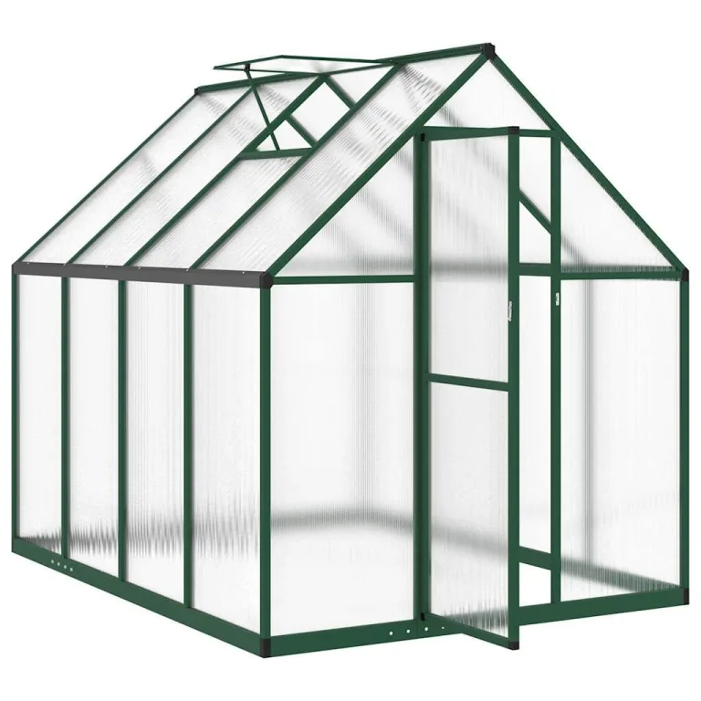 Gewächshaus mit Fundamentrahmen Grün aus Aluminium und 4 mm Polycarbonatplatten, 224 x 169 x 195 cm, 3,79 m² Grundfläche, UV-beständig – Bild 5