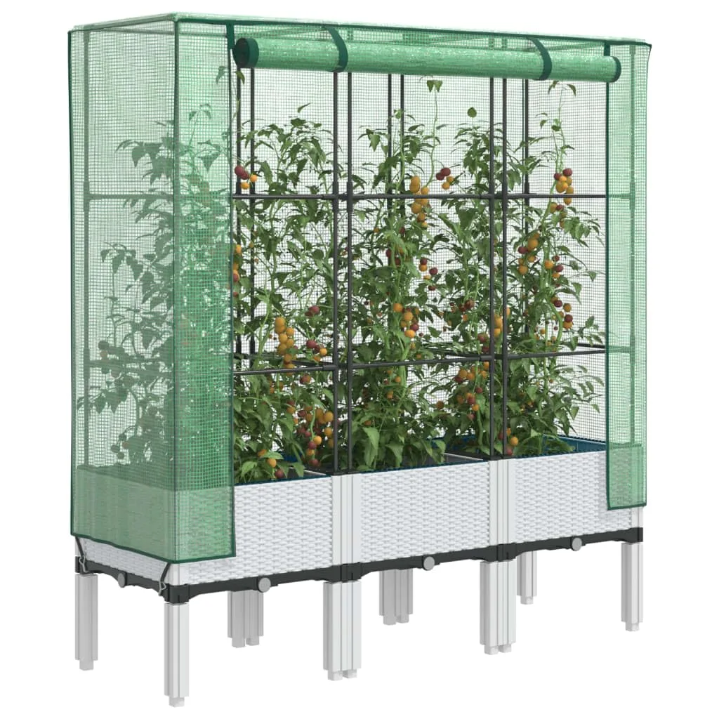 Hochbeet mit Gewächshaus-Aufsatz in Rattan-Optik, 120 x 40 x 140 cm, PP und Eisen, Frühbeet für Garten, Balkon, Terrasse, Indoor und Outdoor, für Kräuter Gemüse Blumen - Bild 1