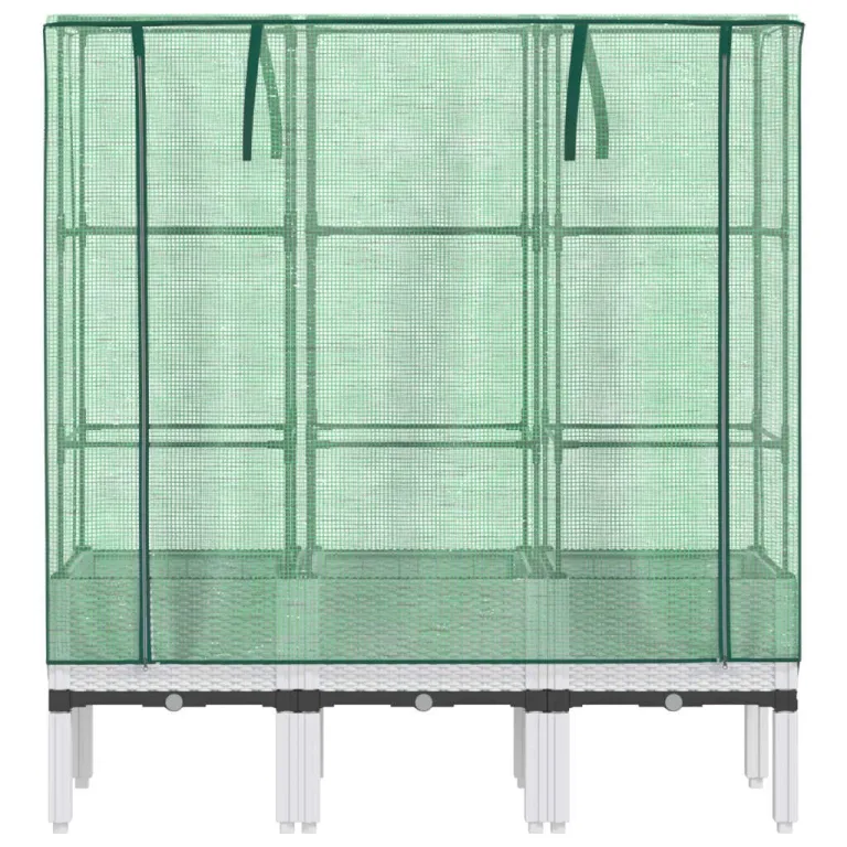 Hochbeet mit Gewächshaus-Aufsatz in Rattan-Optik, 120 x 40 x 140 cm, PP und Eisen, Frühbeet für Garten, Balkon, Terrasse, Indoor und Outdoor, für Kräuter Gemüse Blumen – Bild 3