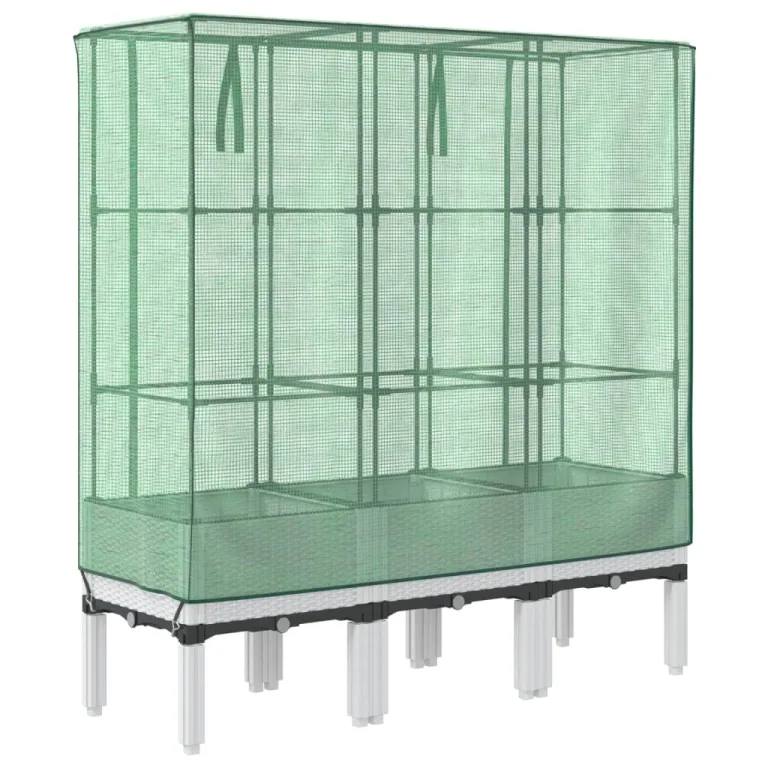 Hochbeet mit Gewächshaus-Aufsatz in Rattan-Optik, 120 x 40 x 140 cm, PP und Eisen, Frühbeet für Garten, Balkon, Terrasse, Indoor und Outdoor, für Kräuter Gemüse Blumen – Bild 5