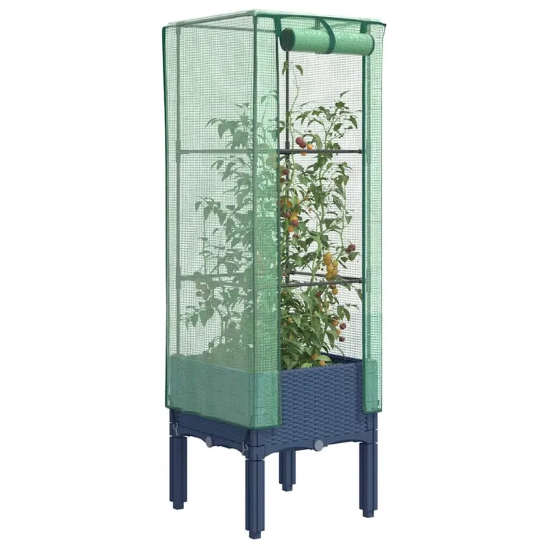 Hochbeet mit Gewächshaus-Aufsatz in Rattan-Optik, 120 x 40 x 140 cm, PP und Eisen, Frühbeet für Garten, Balkon, Terrasse, Indoor und Outdoor, für Kräuter Gemüse Blumen – Bild 10