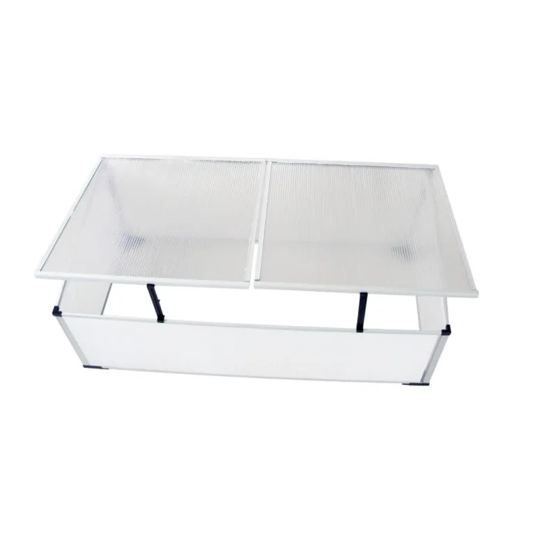 Mangloder Frühbeet ohne Boden mit 2 Deckeln aus Polycarbonat, Aluminiumrahmen, 110 x 41 x 55 cm, UV-beständig, wetterfest, für Anzucht, Gewächshaus, Tomatenhaus, Balkon und Terrasse – Bild 4
